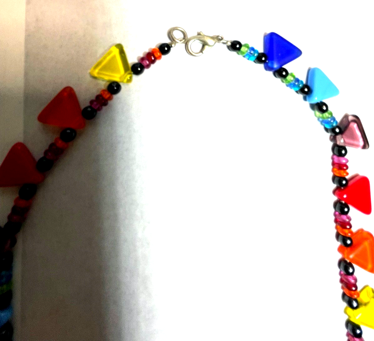 Fröhlich bunte Glas Halskette Collier Handarbeit Glaskette Glasperlen Kette2