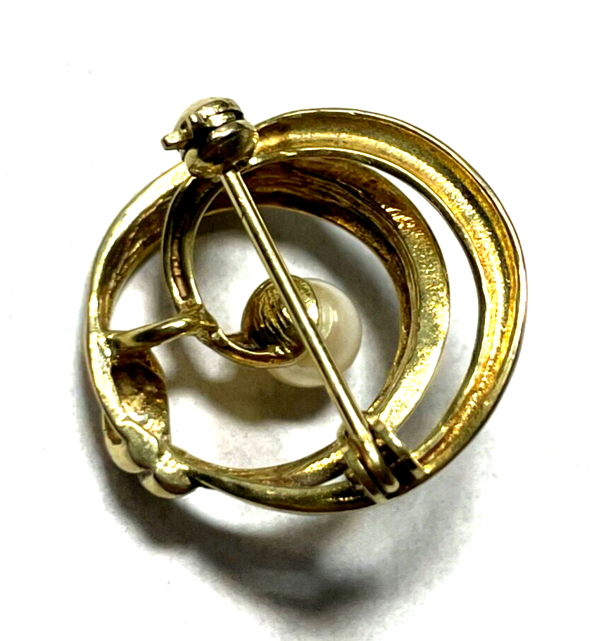 333 Gold 8 K Gelbgold runde klassische Brosche Anstecknadel mit Akoya Perle5