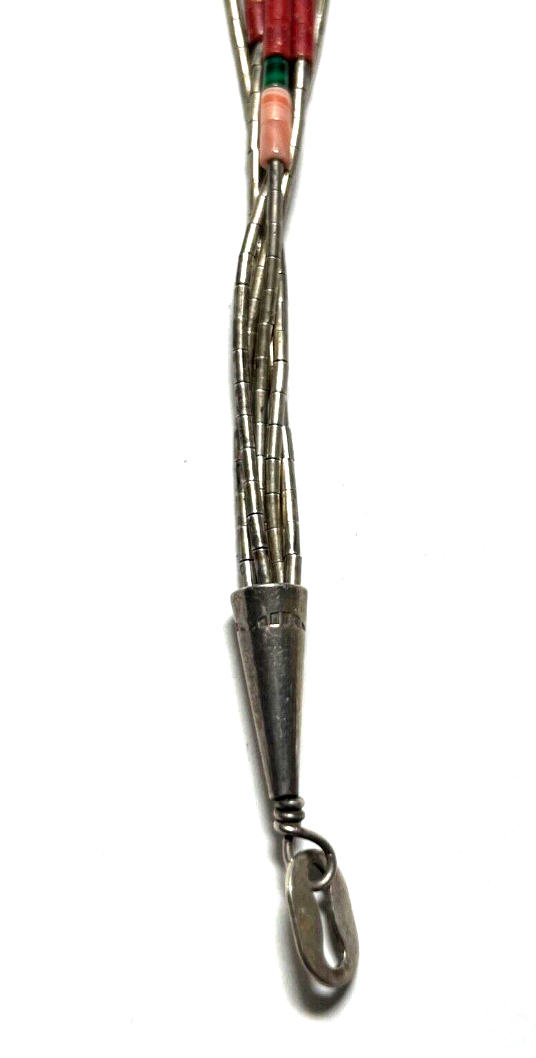 925 Sterling Armband Zuni Indianerschmuck Edelstein Inlay Handarbeit L 18,5 cm8