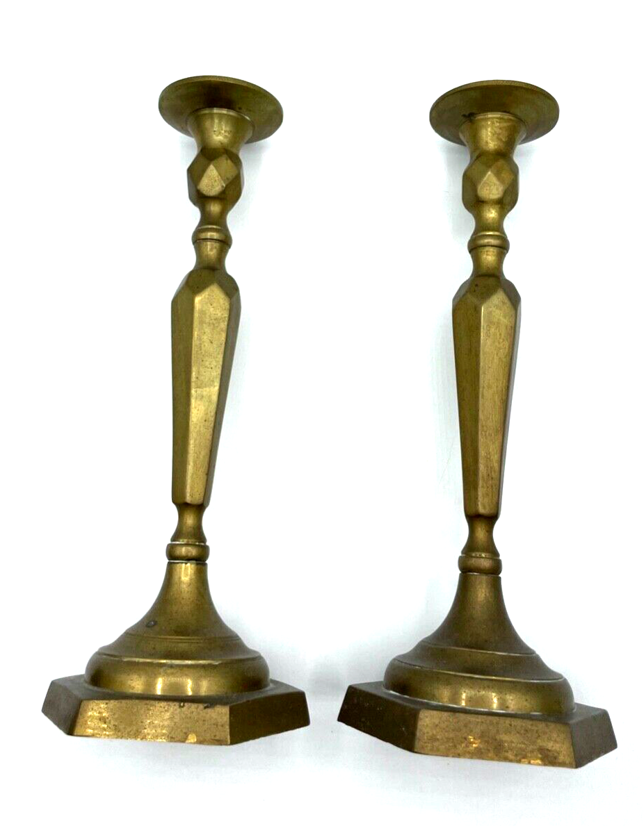 Paar massiv formschön Messing Kerzenleuchter 2 Kerzenständer H ca. 24 cm um 19006