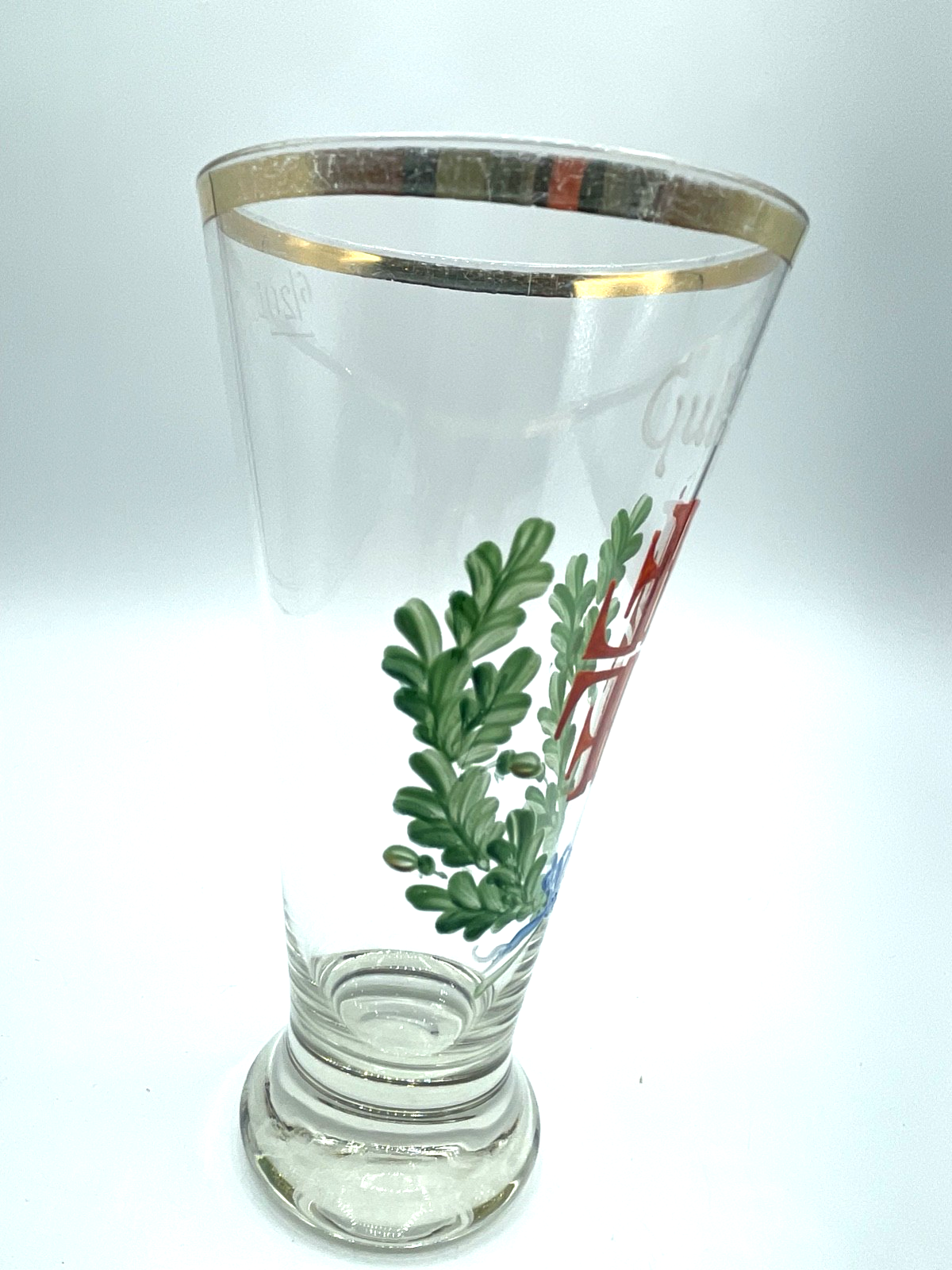 Antik Glas handbemalt Jugendstil Andenkenglas Gut Heil! Turner Bewegung 6/20L2