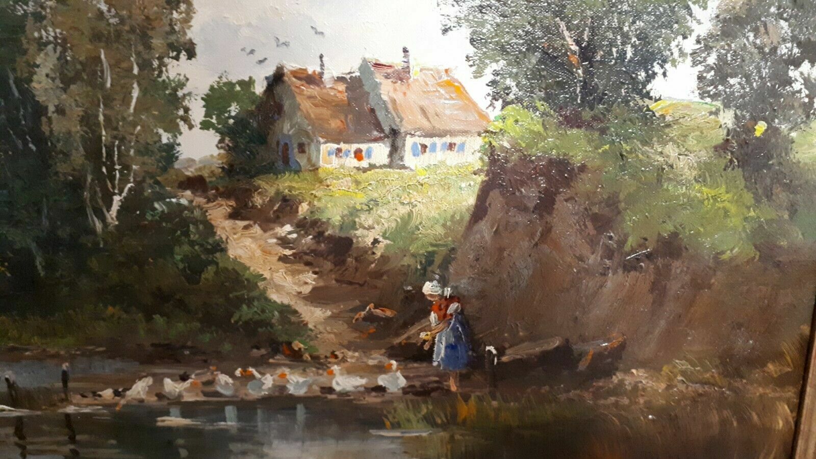 Ölgemälde Randolf Wehn 1911 - 1987 Münchner Maler - Enten fütternd - 70 x 60cm3