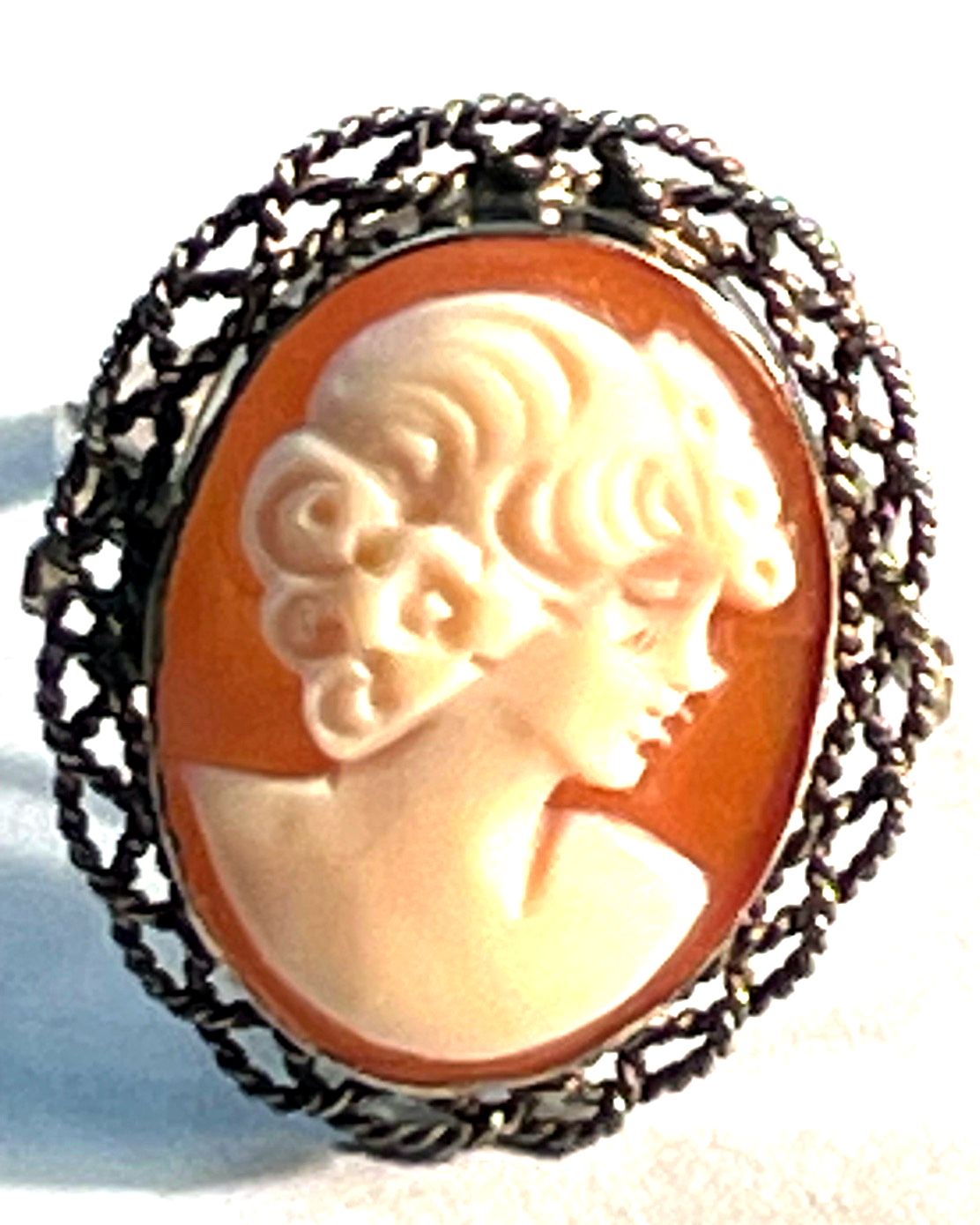 Vintage Gemme Handgeschnitten Cameo Ring 925 Silber RG 54 Ø 17 mm Handarbeit5