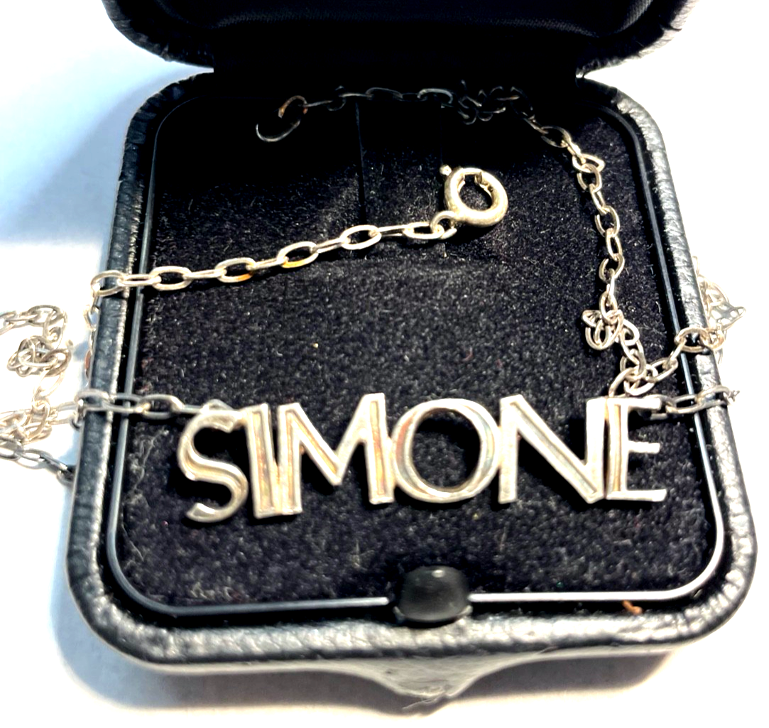 Vintage 800 Silber Kette Namenskette SIMONE Silberkette L 41,0 cm gepflegt1