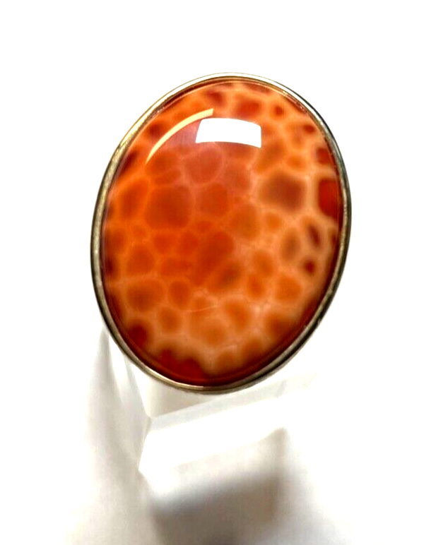 375 Gold 9 K Ring großer herrlicher Feuerachat RG 54 Juwelier solide Qualität1
