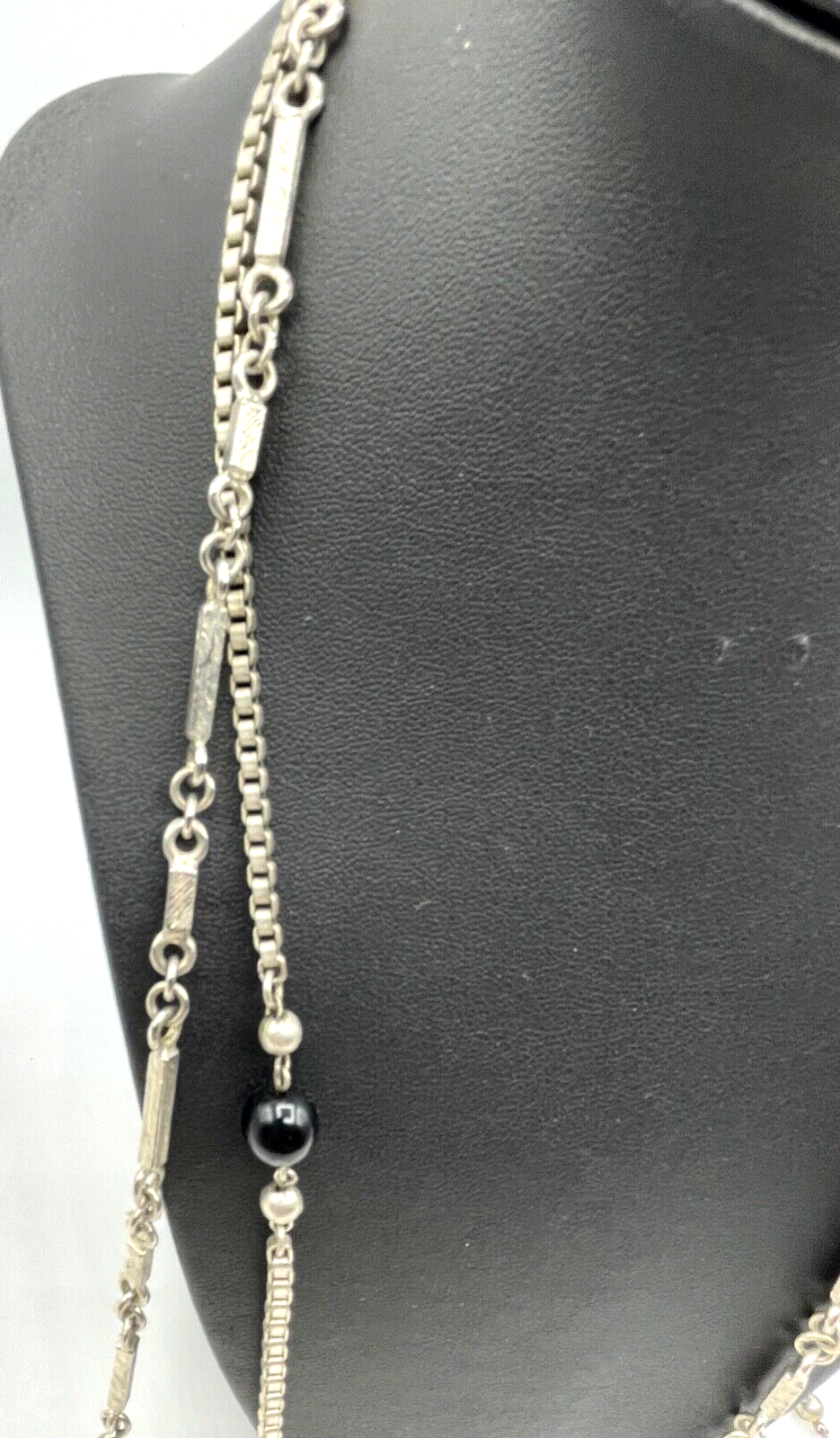 2x klassische Eleganz real vintage Blusenkette Pulloverkette versilbert wie neu3