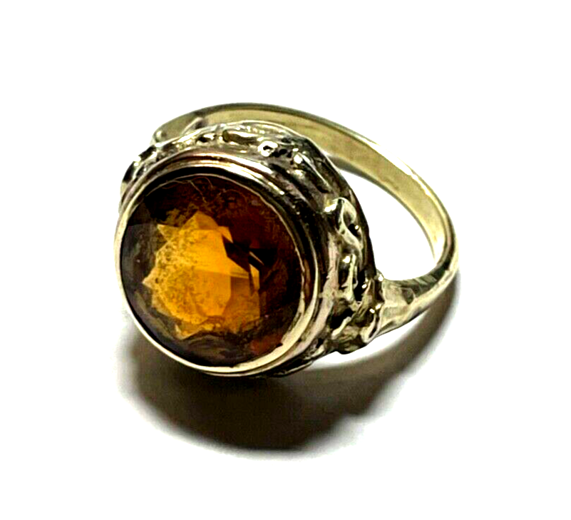 Antik 333 Gold 8 K Ring Madeira Citrin Ø 16,5mm RG 52 gepflegt solide Handarbeit9