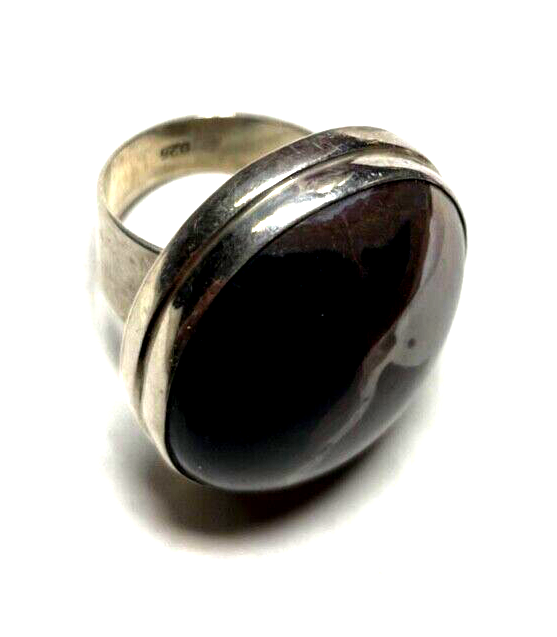 Solider 925 Silber Ring Silberring schöner Achat Ø 18,4 mm RG 58 gepflegt unisex10