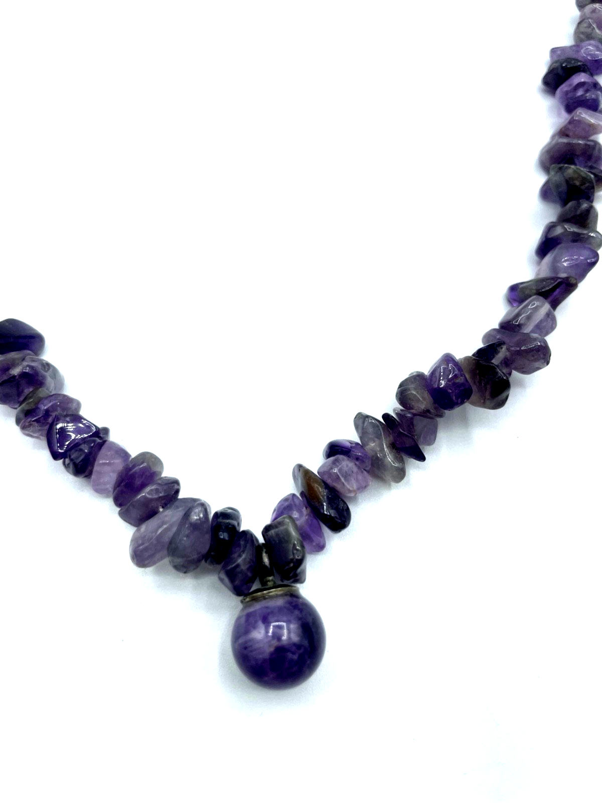 Natürliche Amethyst polierte Splitterkette L 46,5cm B 8-13 mm mit Kugel Anhänger5