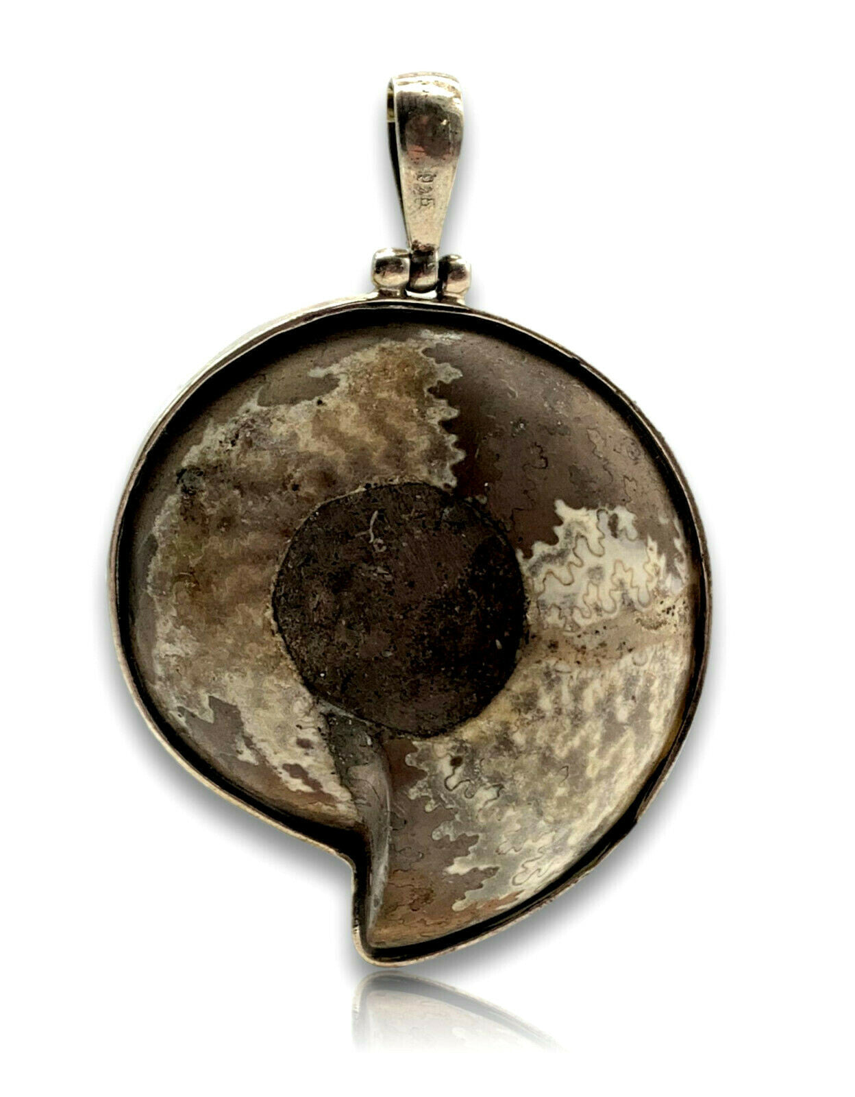 Ammonit Fossil - Design Anhänger Kettenanhänger - Silber punziert 925 0