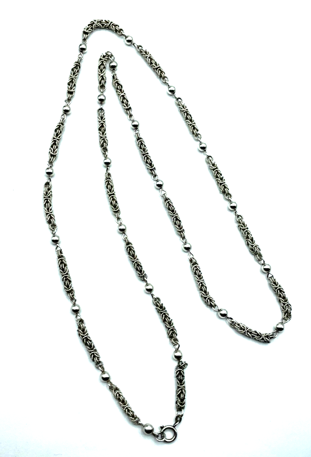 Extrem apart Königskette mit Kugeln 835 Silber 84,5 cm Ø 5 mm Handarbeit vintage0