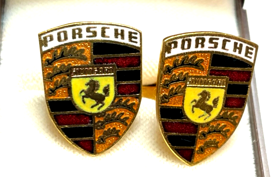 Vintage Porsche Manschettenknöpfe top gepflegt und vergoldet mit Emaille0