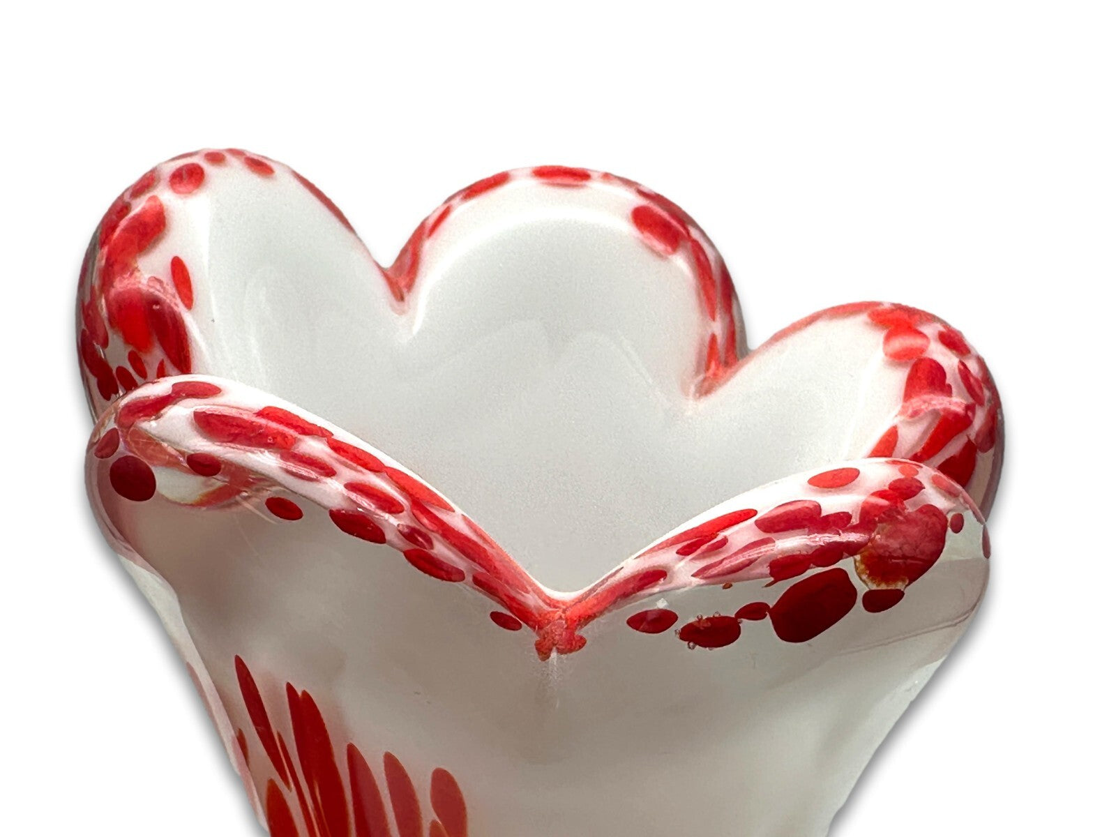 Murano Vase - Rot Weißer Unterfang - geschliffener Stand - Mid-Century7