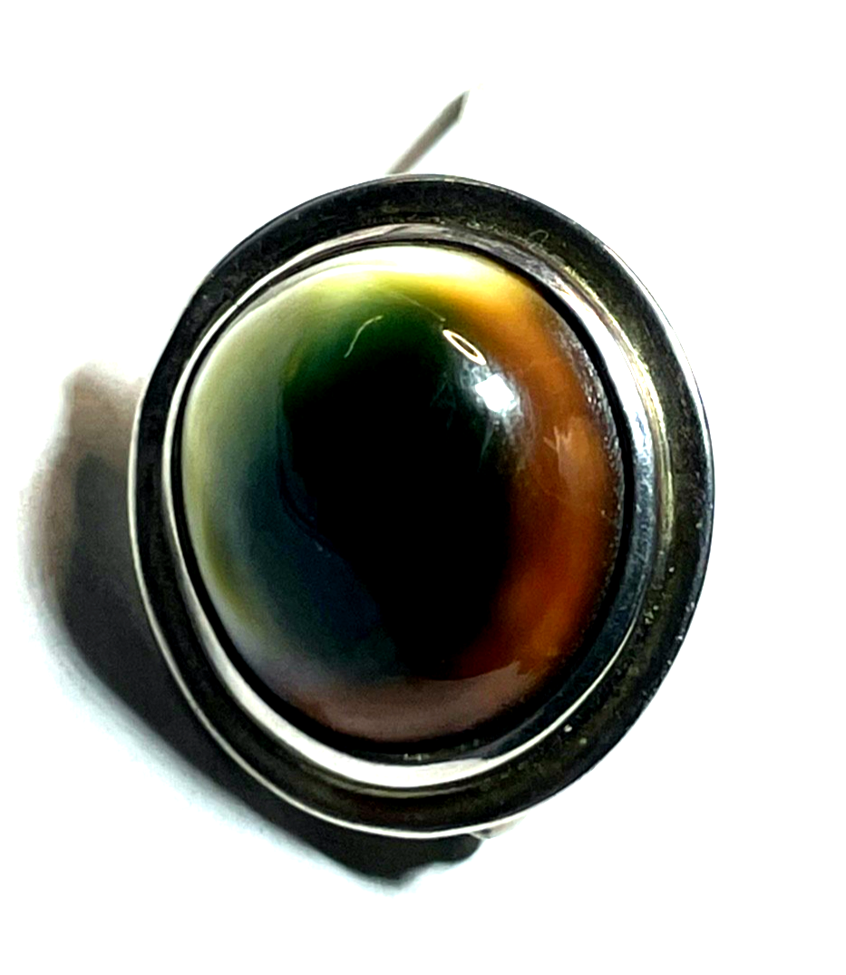 Vintage Rarität Operculum Augenachat Brosche Anstecknadel in Silber Nr. 2 gepfl.0