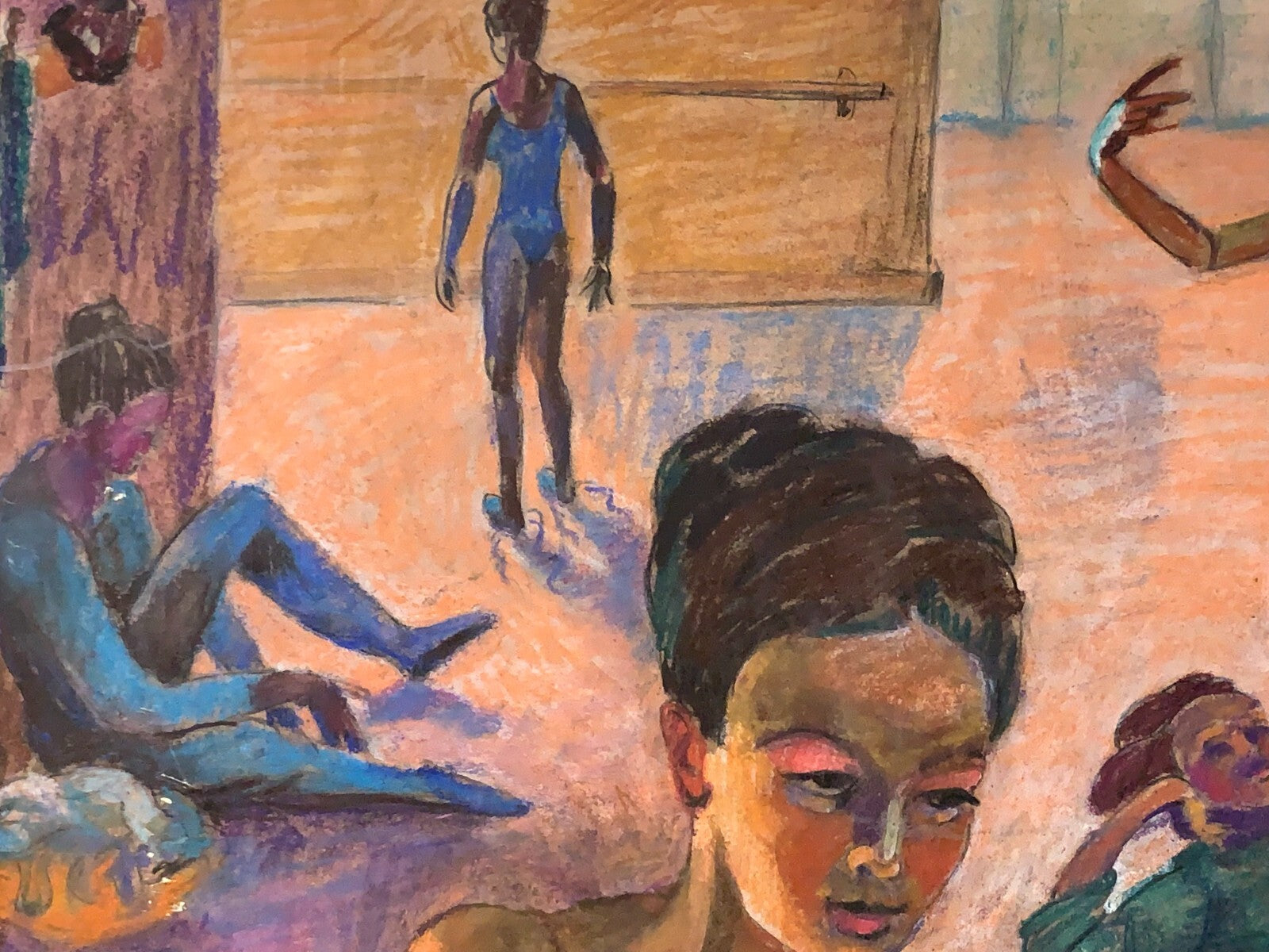 Alfred Tatzel - Hartfaserplatte - Gouache  Tempra - 'Balettgruppe' - 19834