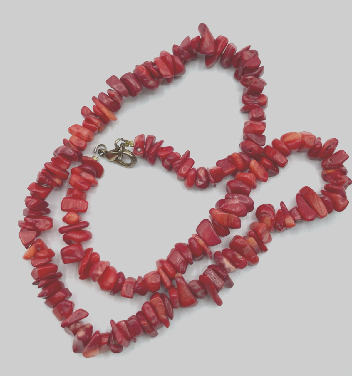 Vintage Korallenkette Stäbchen Koralle Collier L 51 cm knallrot B ca. 10 mm3