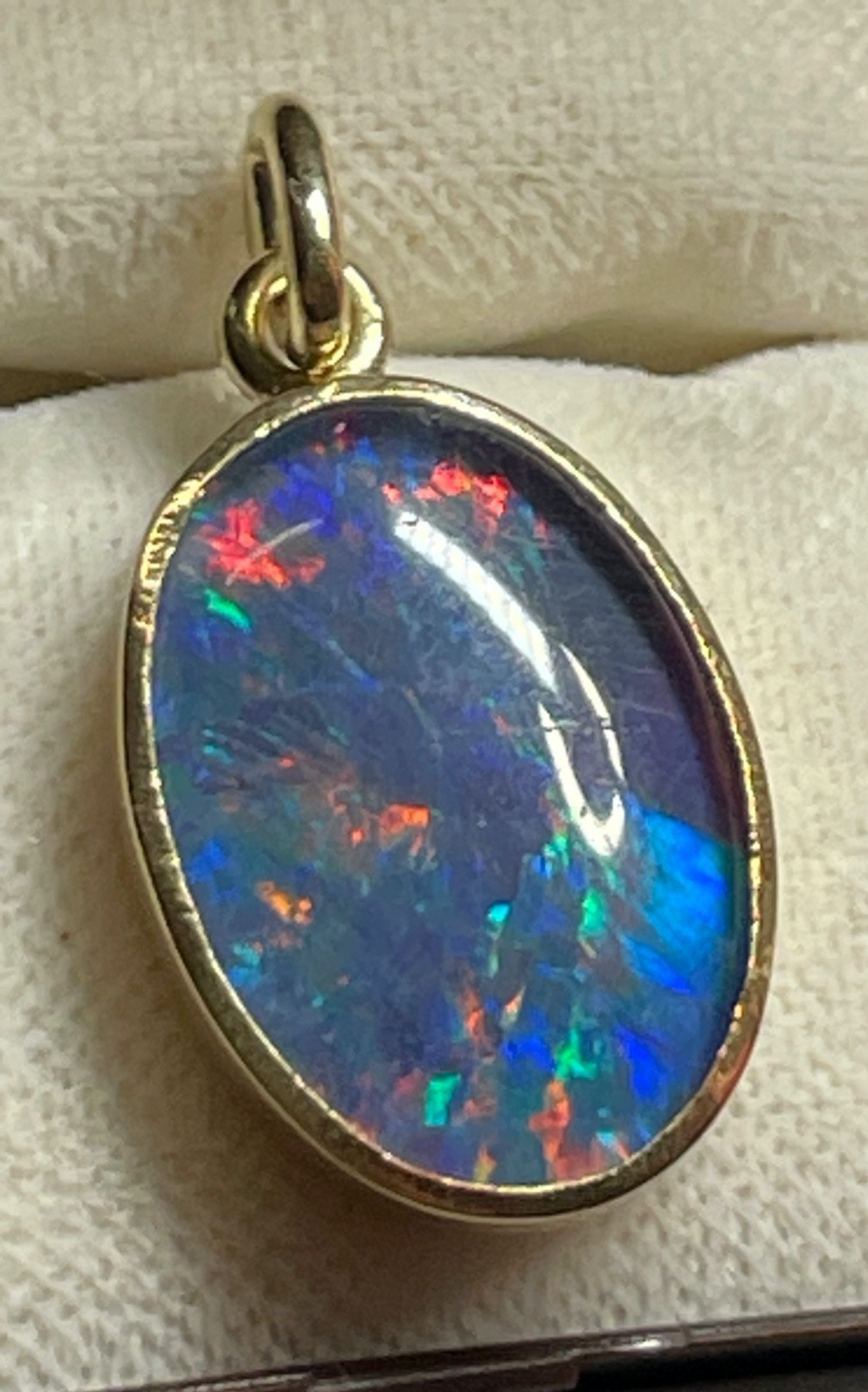 585 Gold 14 K Opal Anhänger Dublette L 27 B 14 mm solide Juwelier Qualität gepfl1