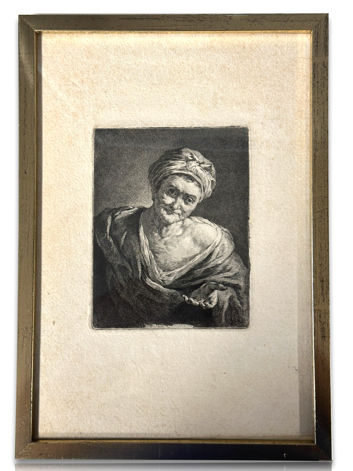 Georg Friedrich Schmidt 1712-1775 - Rembrandt Radierung 1755 - Die Bettlerin0