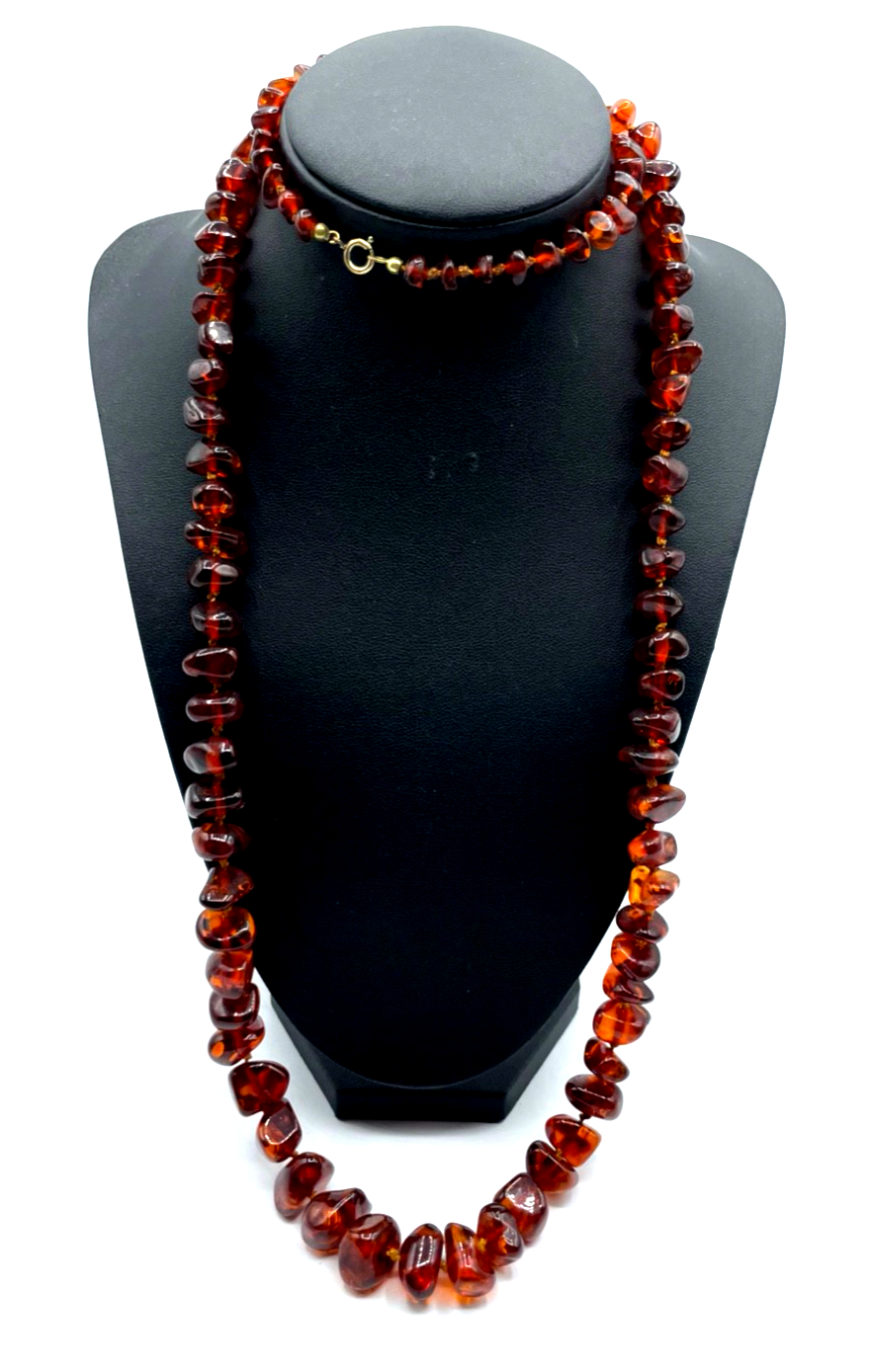 Vintage stattliche Bernstein Kette Inklusen amber necklace 50 Gramm L 95 cm3