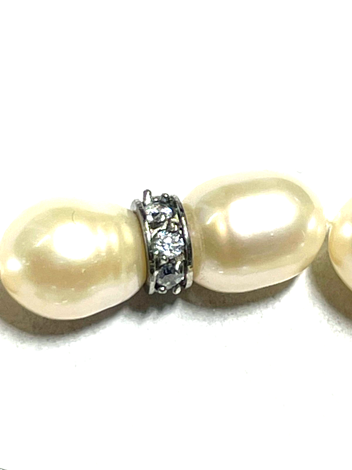 Ausgefallene SWZ Perlenkette 925 Silber Clip längenverstellbar 1A gepflegt 50 cm9