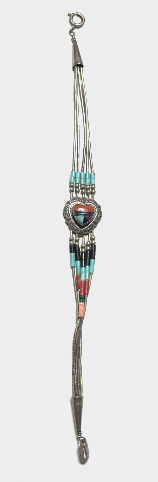 925 Sterling Armband Zuni Indianerschmuck Edelstein Inlay Handarbeit L 18,5 cm1