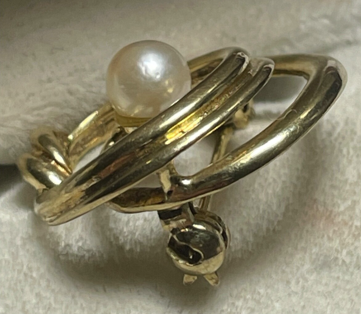 333 Gold 8 K Gelbgold runde klassische Brosche Anstecknadel mit Akoya Perle6