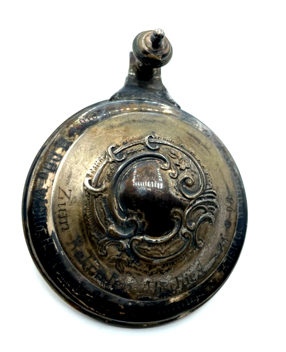 Antik loser echt Silber Deckel für Bierkrug um 1900 zum Rekruten Abschied 19087