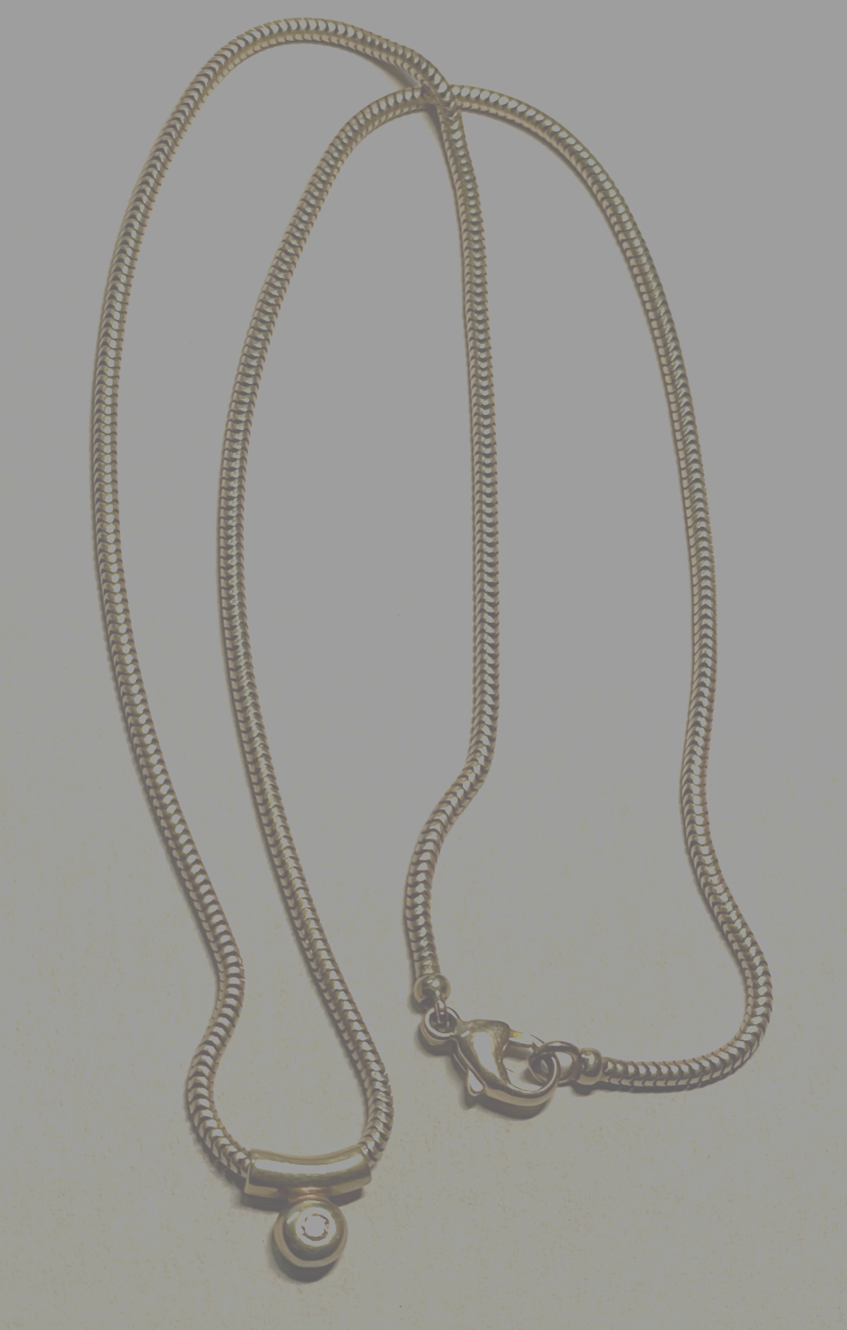 585 Gold Schlangenkette 45 cm + Gleiter Anhänger 0,1 ct. Brillant Juwelier gepfl6