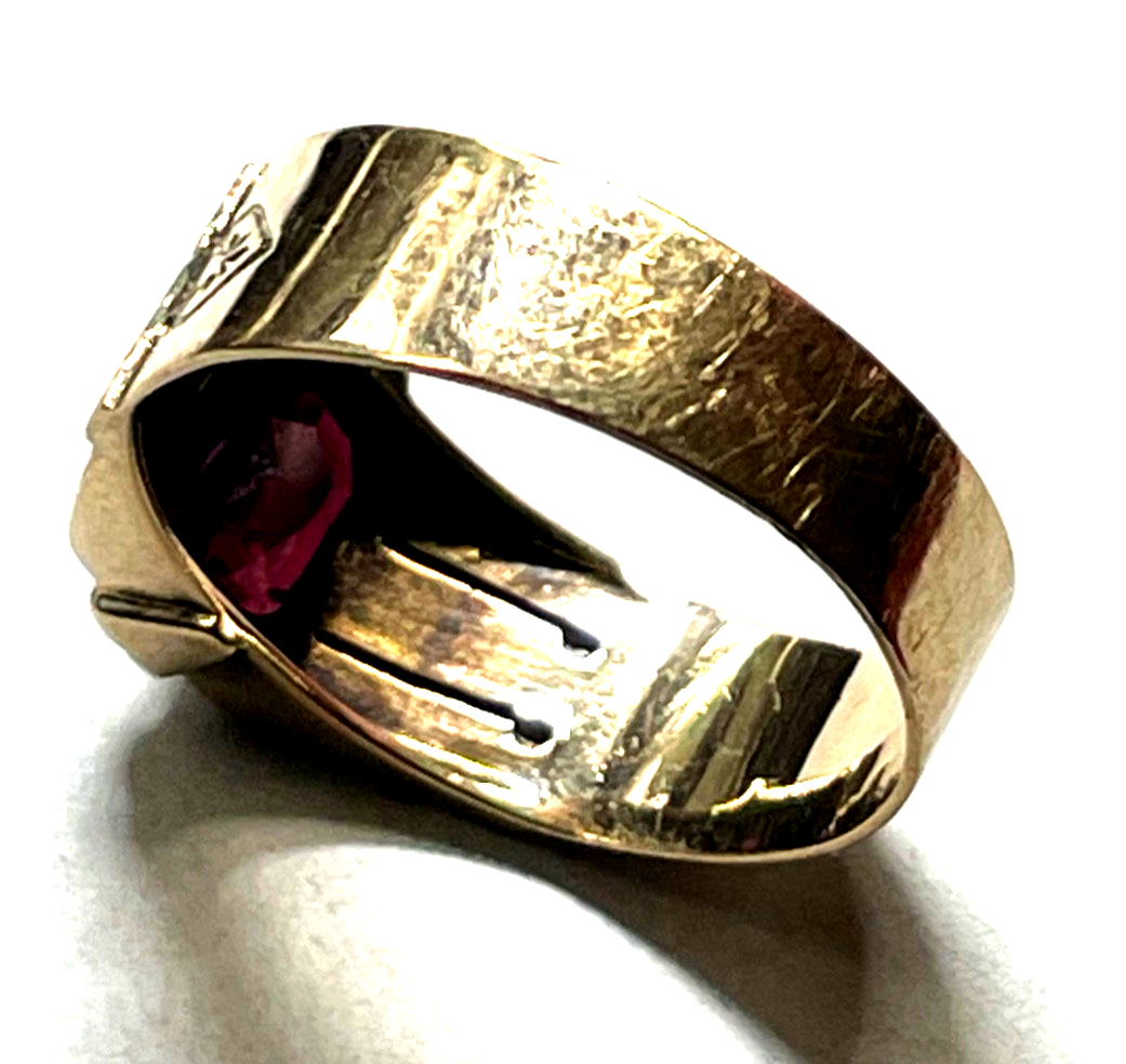 Aparter 333 Gold 8 K antik Ring Rotgold Granat RG 55 Ø 17,5 mm Juwelier7