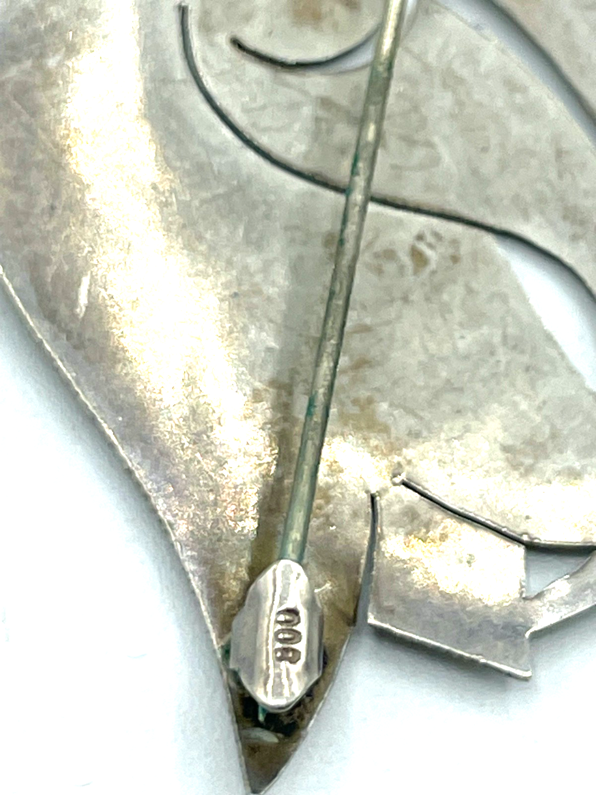 Antik 800 Silber Brosche Anstecknadel florales Durchbruch Dekor Handarbeit4
