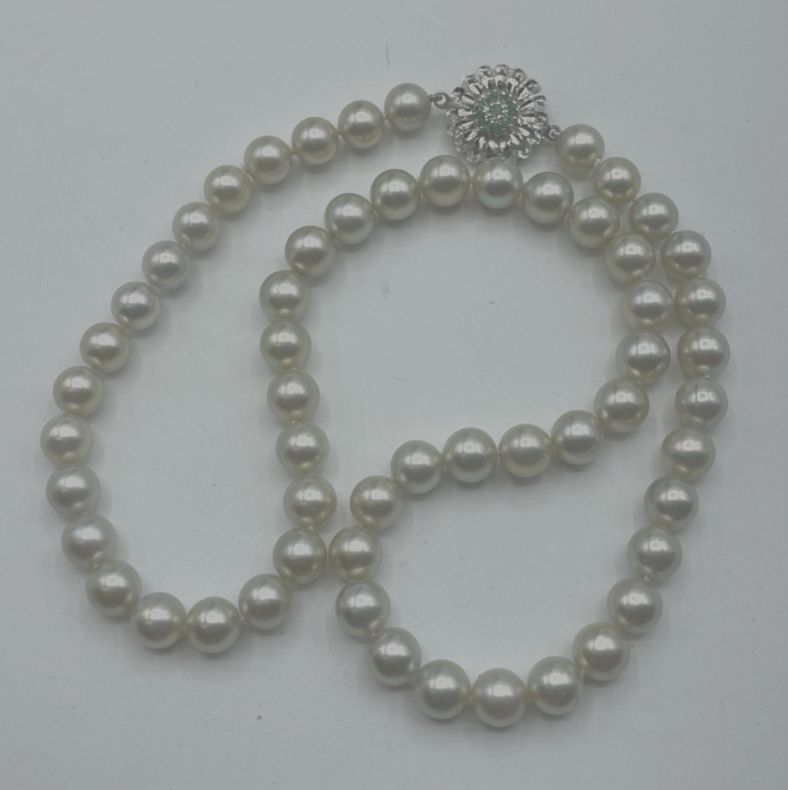 750 Gold 18 K Gold + Smaragde an 44 cm Südsee Perlen Perlenkette Perlencollier6