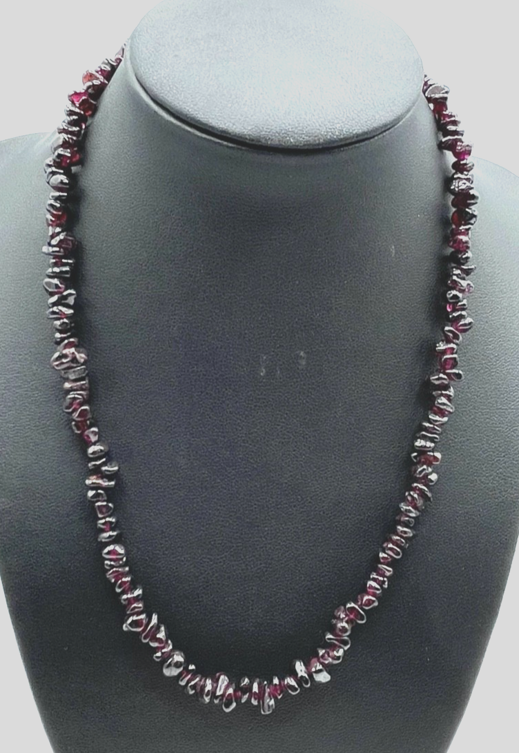 Solide Granat Kette polierte Splitterkette L 45 cm lang B ca. 8 mm sehr gepflegt1