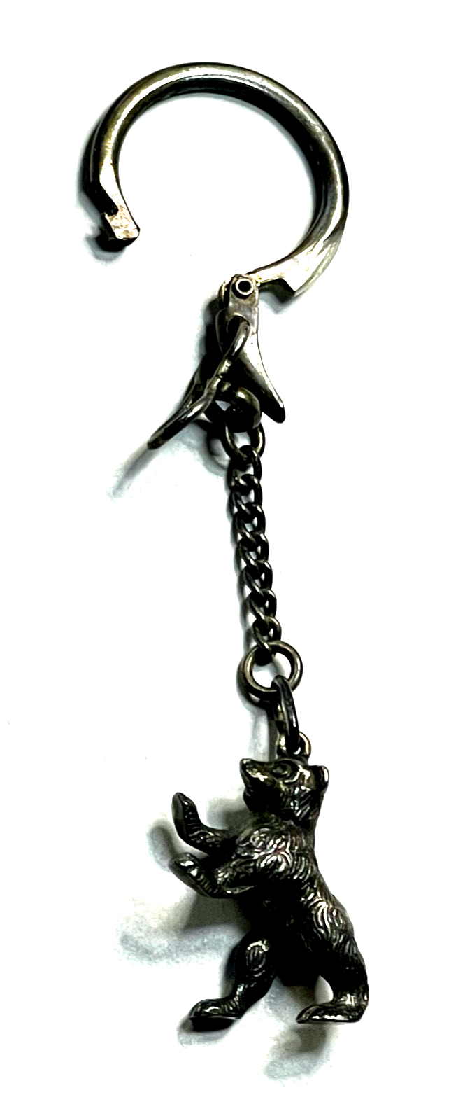 Vintage 835 Silber Schlüsselanhänger Keyholder vollplastischer Berliner Bär7