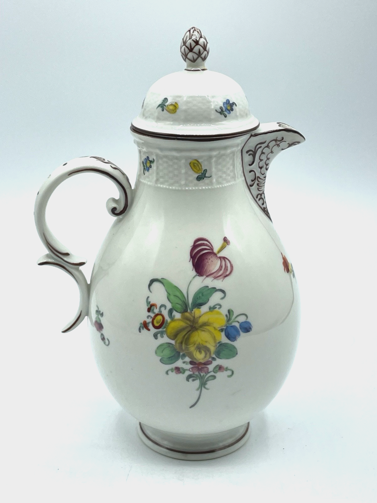 Antik Nymphenburg Porzellan Kanne Mokkakanne Handbemalt H 19,5 cm3