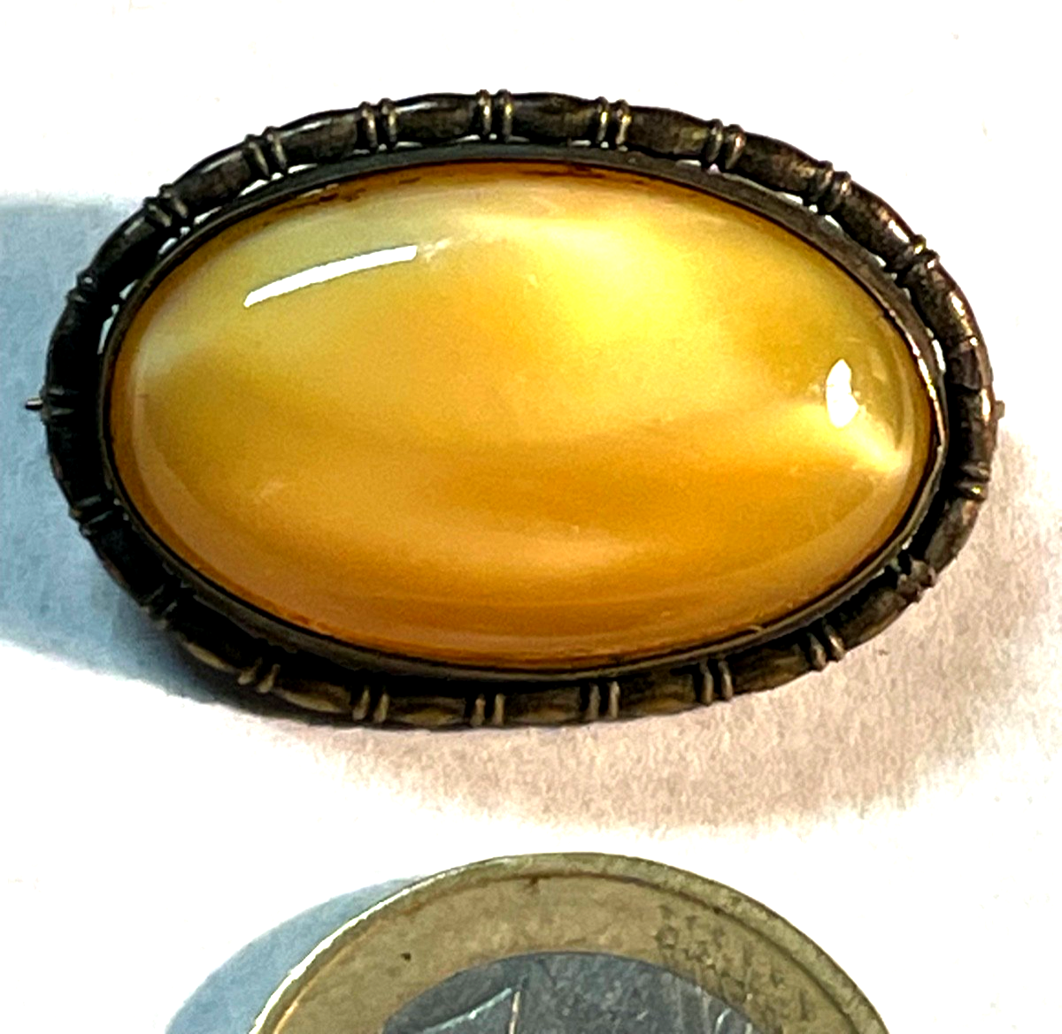 Antik Brosche  Anstecknadel Handarbeit oval 20er Jahre Modeschmuck L 32 B 20 mm5
