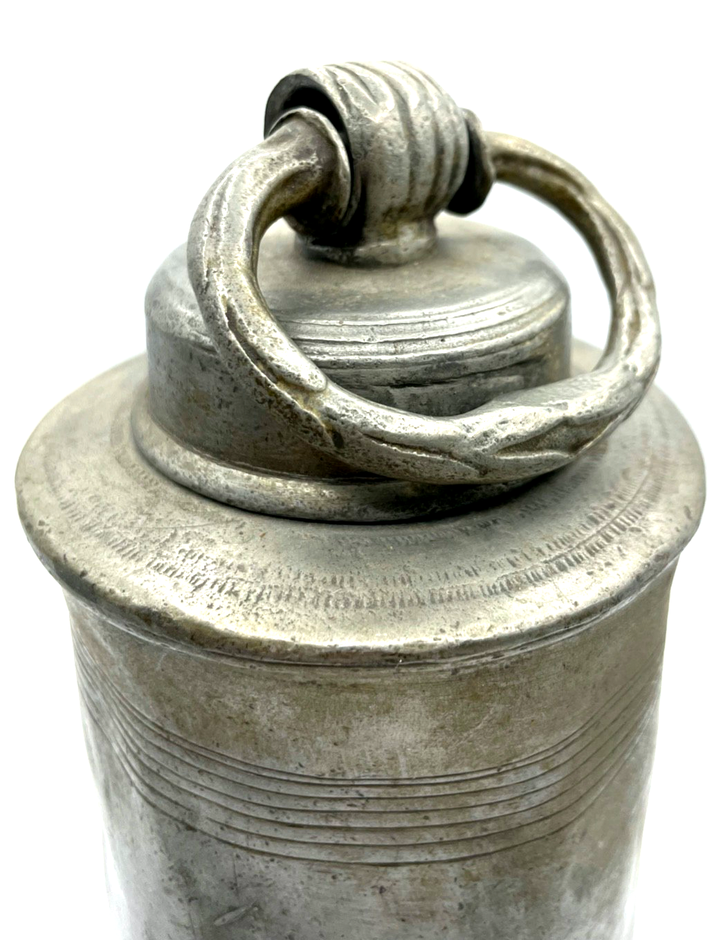 Antik Zinn Kanne mit Schraubdeckel Original von 1882 H ca. 30 cm Handarbeit8