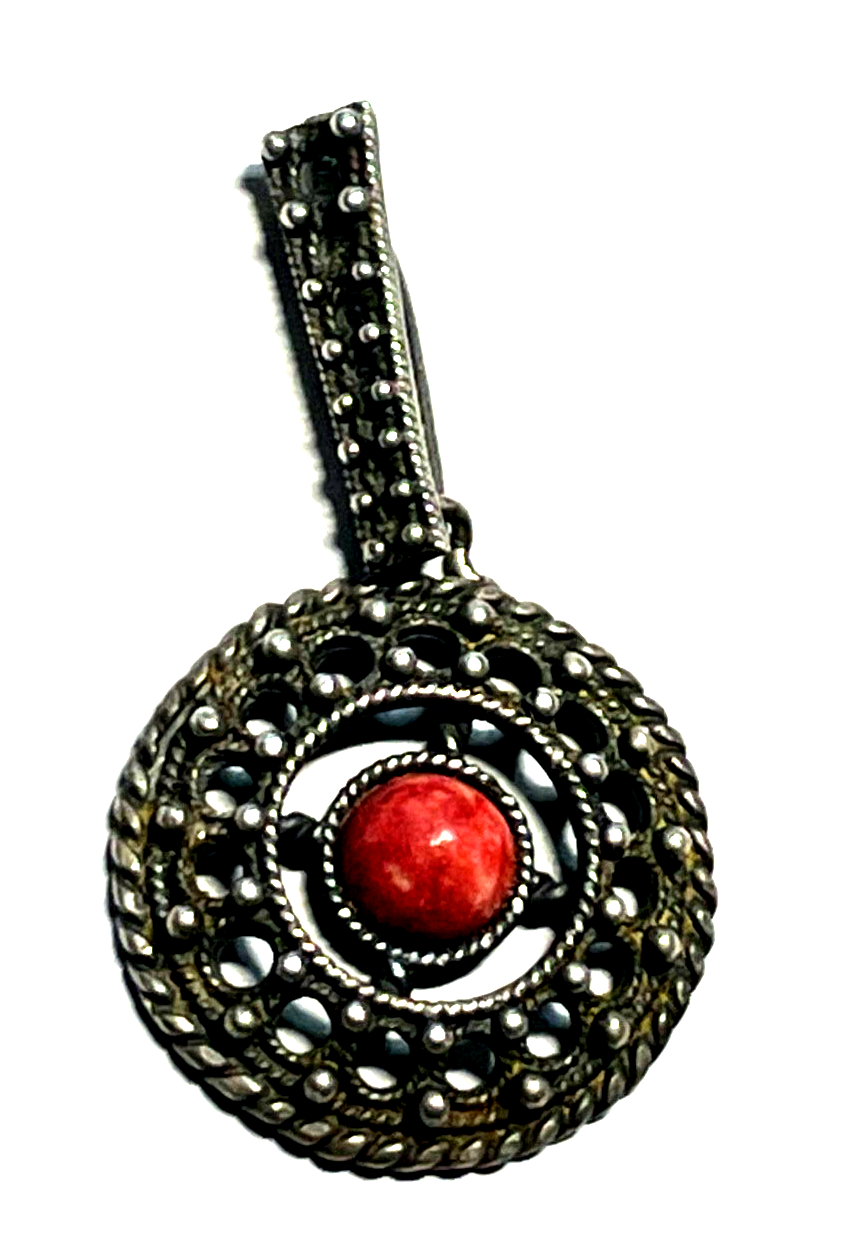 Antik Sterling Mikkelborg Norway Design Filigree Anhänger Rhodolit Handarbeit7