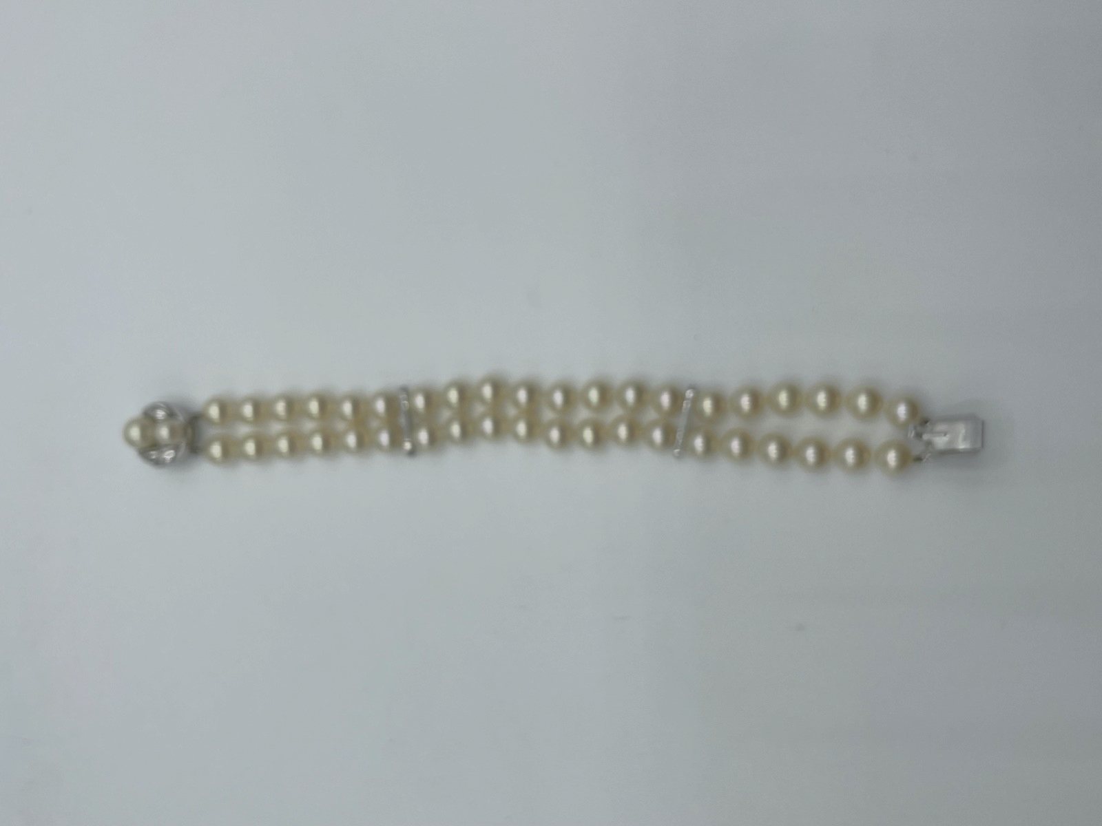 Zweireihiges Mallorca Perlen Armband mit 925 Silber Schliesse gepfl. L 17,5 cm3