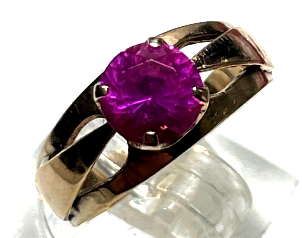 Solider vintage 585 Gold 14 K Ring Rotgold roter russischer Spinell Ø 17mm RG 536