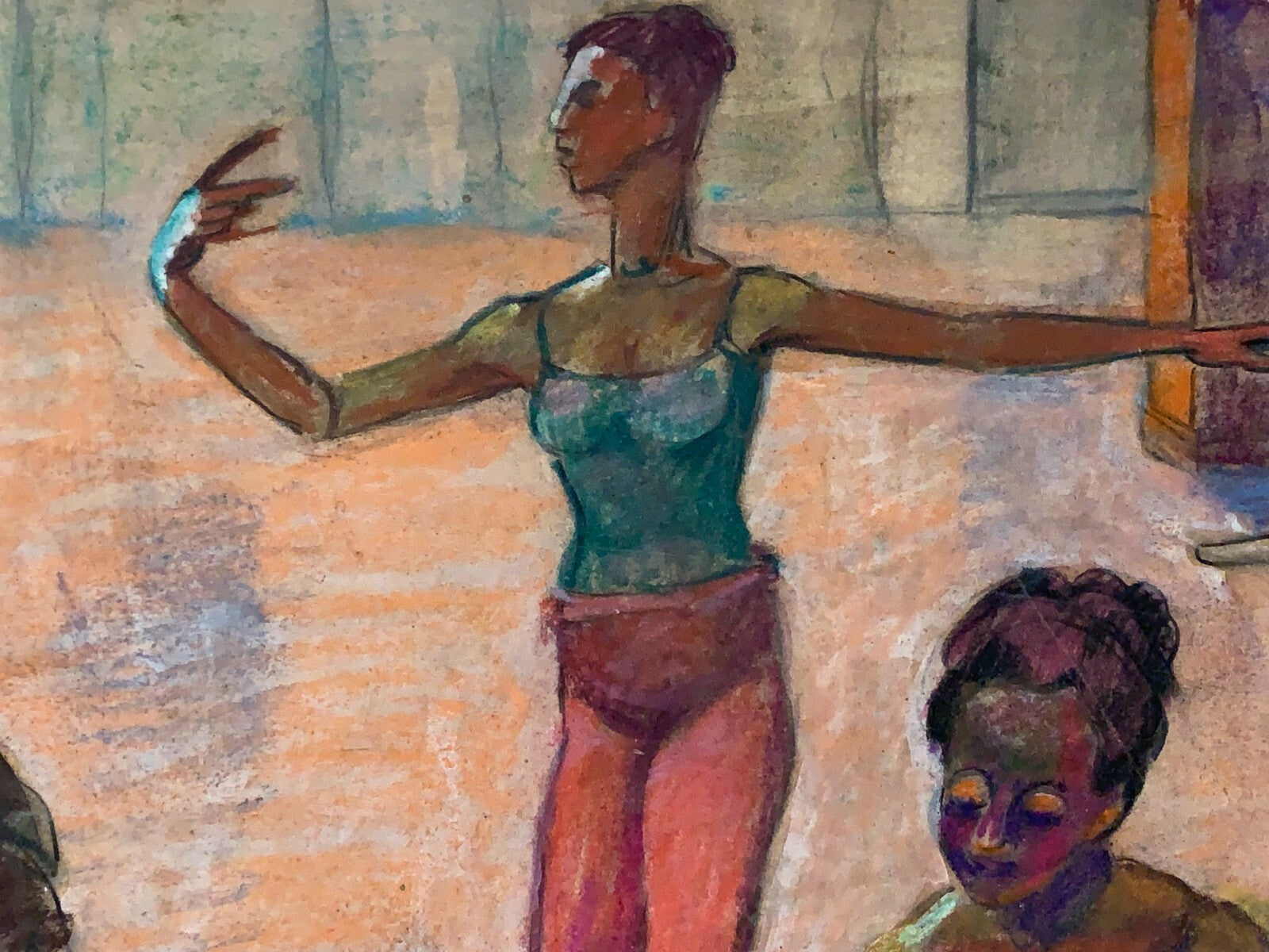 Alfred Tatzel - Hartfaserplatte - Gouache  Tempra - 'Balettgruppe' - 19831