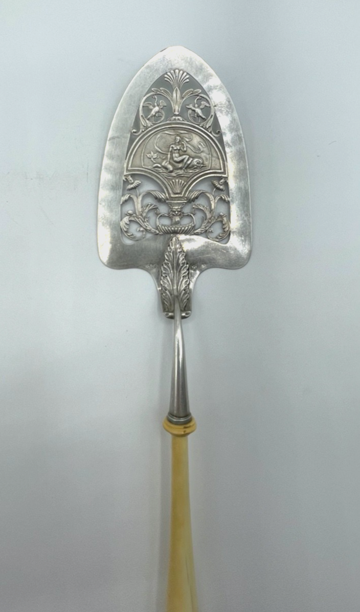 Antiker Fisch o Pastetenheber 13 Lot Silber Stadtmarke Heilbronn vor 1880 L 33cm11