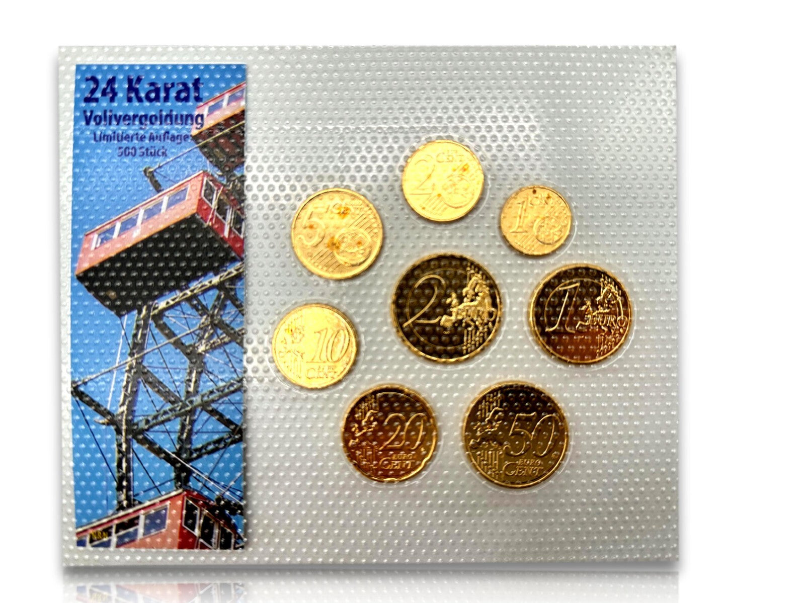 Österreich KSM Kursmünzsatz 2008 Euro € - 24 ct vergoldet - Ldt. Edition2