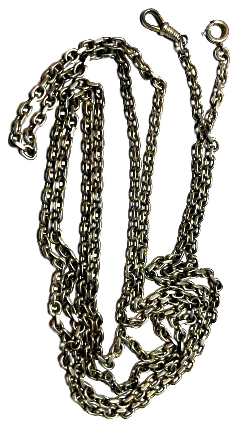 Antik massive 800 Silber TUK L 151 cm B 4 mm Taschenuhrkette 66,38 Gramm gepfl.3