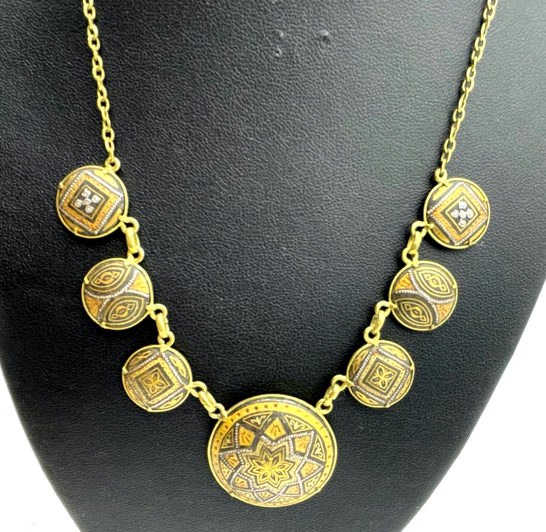 Vintage Toledo Set Collier Kette + Armband Damaszener Handarbeit vergoldet5