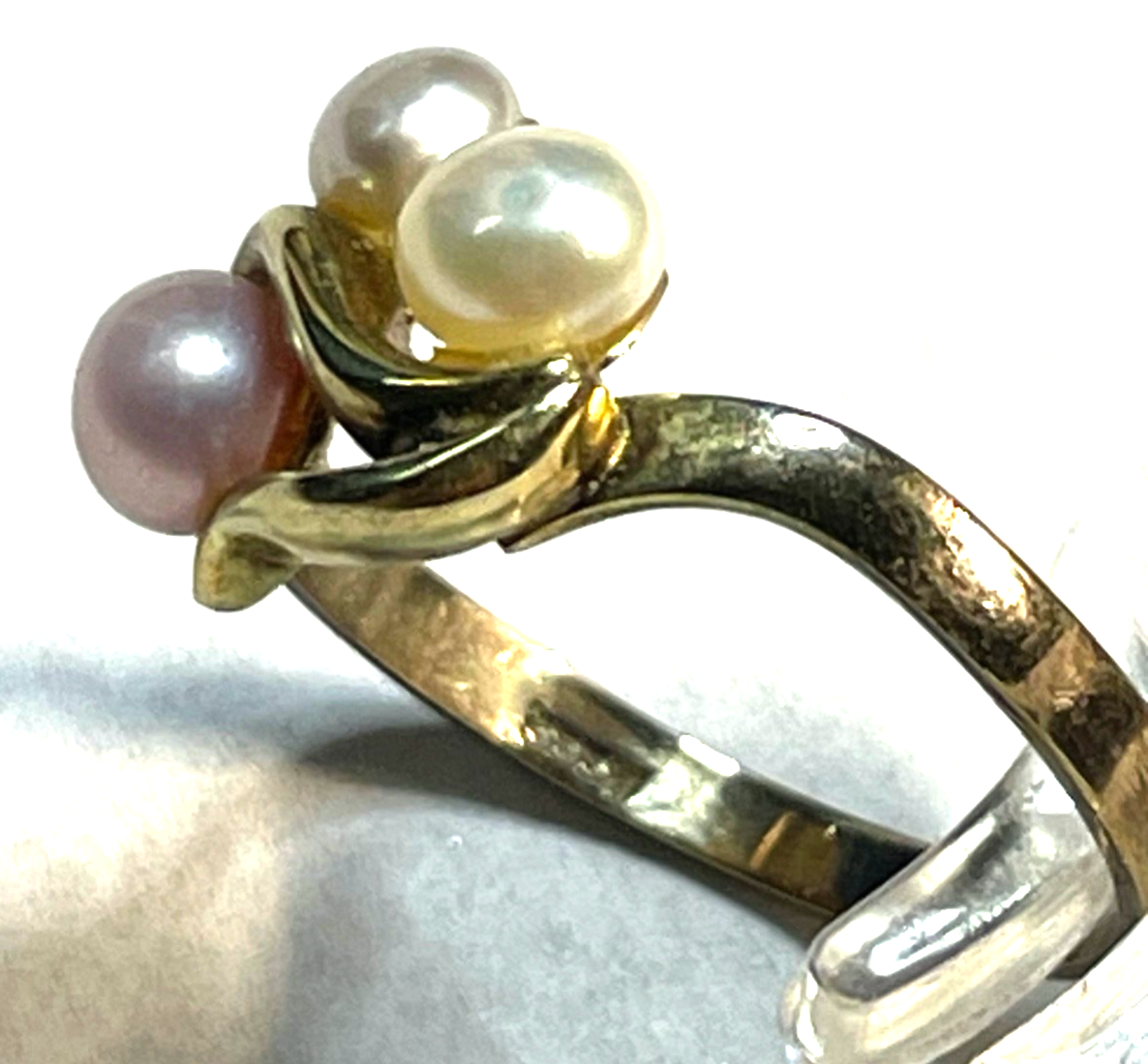 Solider 333 Gold 8 K Ring mit 3 SWZ Perlen modern Ø 17 mm RG 54 Juwelier gepfl.5