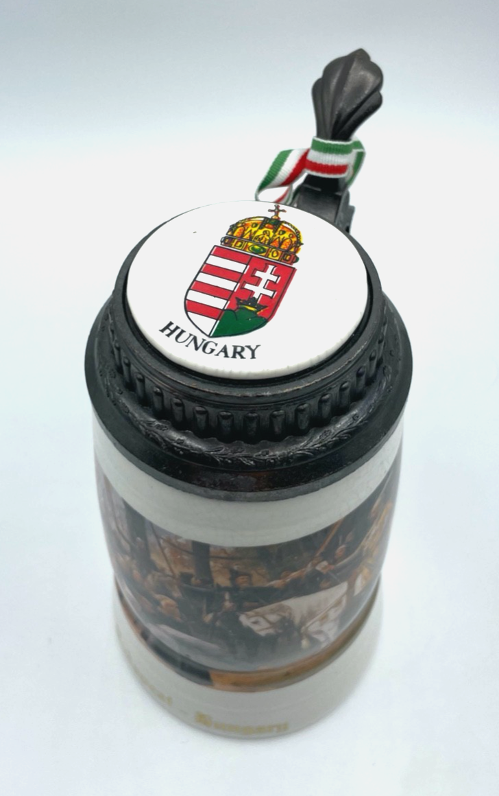 Keramik Bierkrug Krug Hungary Budapest Ungarn Reise Souvenir Maler M. Munkācsy2