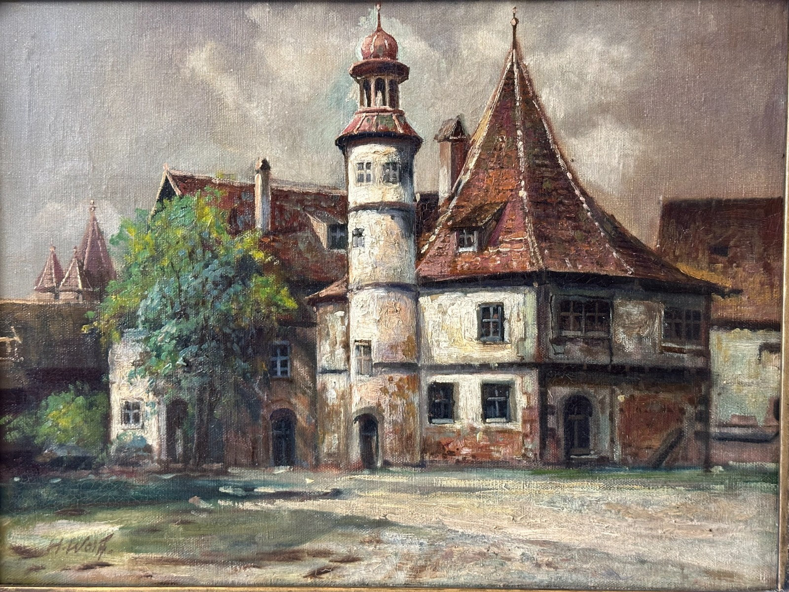 Öl auf Leinwand - Hermann Wolff - Hegereiterhaus Rothenburg a. d. T. - signiert1