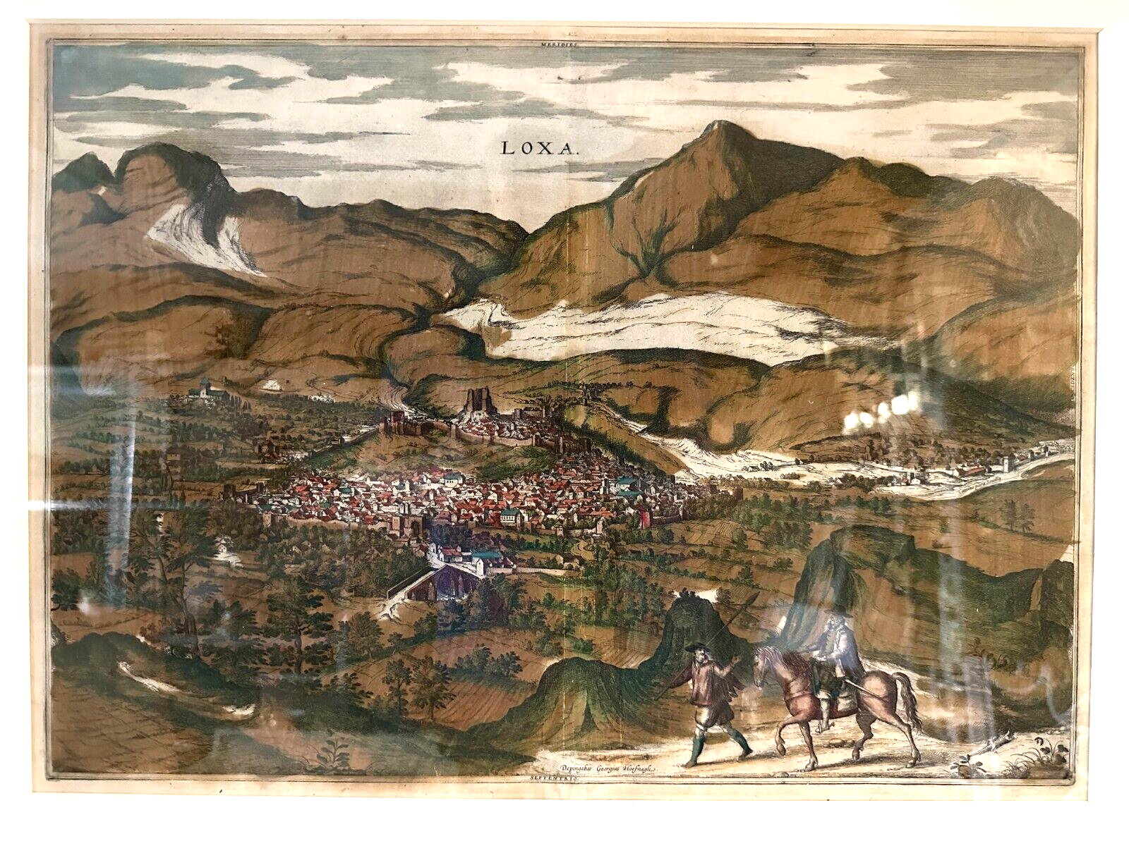 nach Georg Hoefnagel um 1575 - Ansicht von Loja Spanien - Kupferstich koloriert1