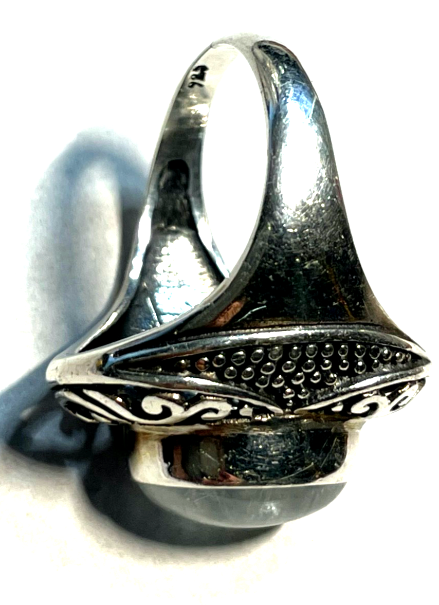 Stattlicher 925 Silber Ring Mondstein Cabochon Ø 18,5 mm RG 58 solide Qualität6