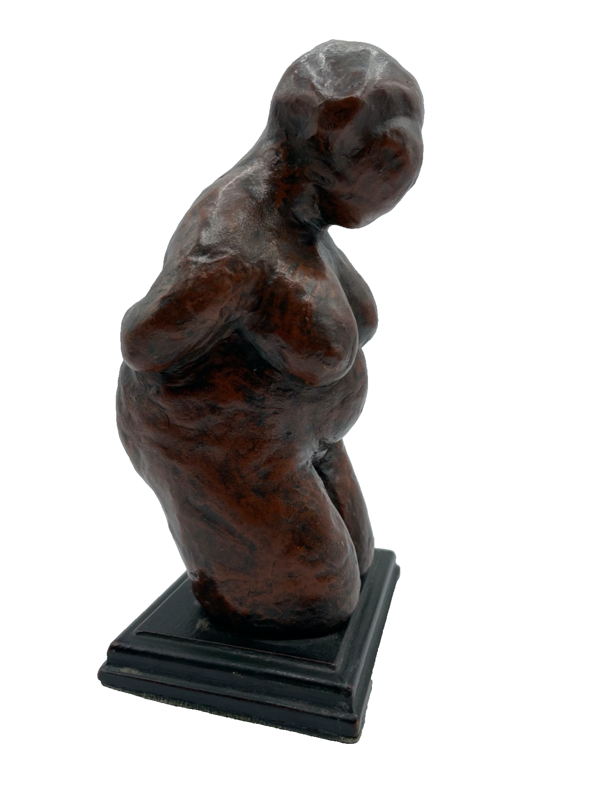 Terrakotta Skulptur Art wie Venus von Willendorf Holzsockel H 20,5 cm groß gepfl2